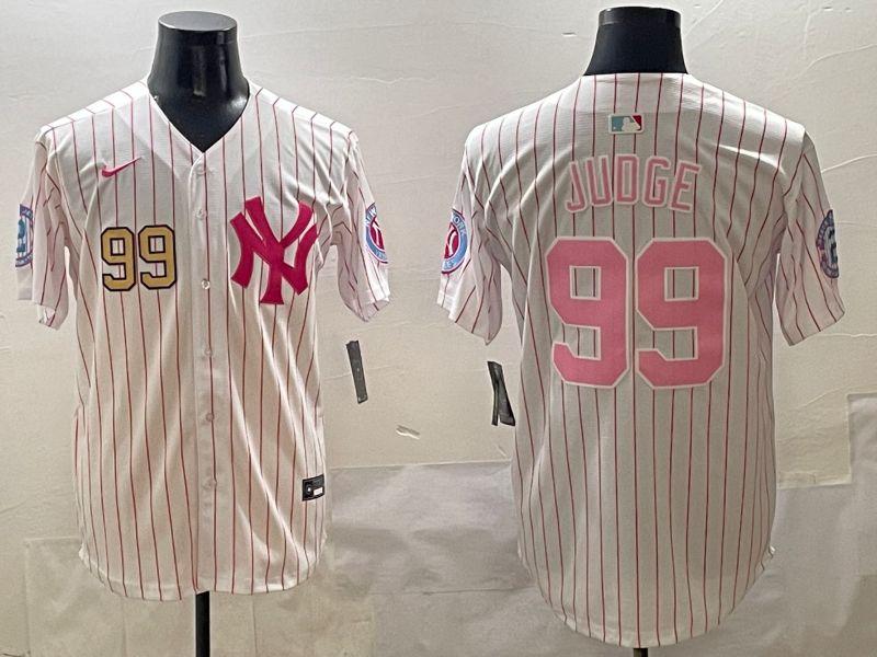 Men New York Yankees #99 Judge Stripe Red Jointly Name 2025 Nike MLB Jersey style 4->new york yankees->MLB Jersey